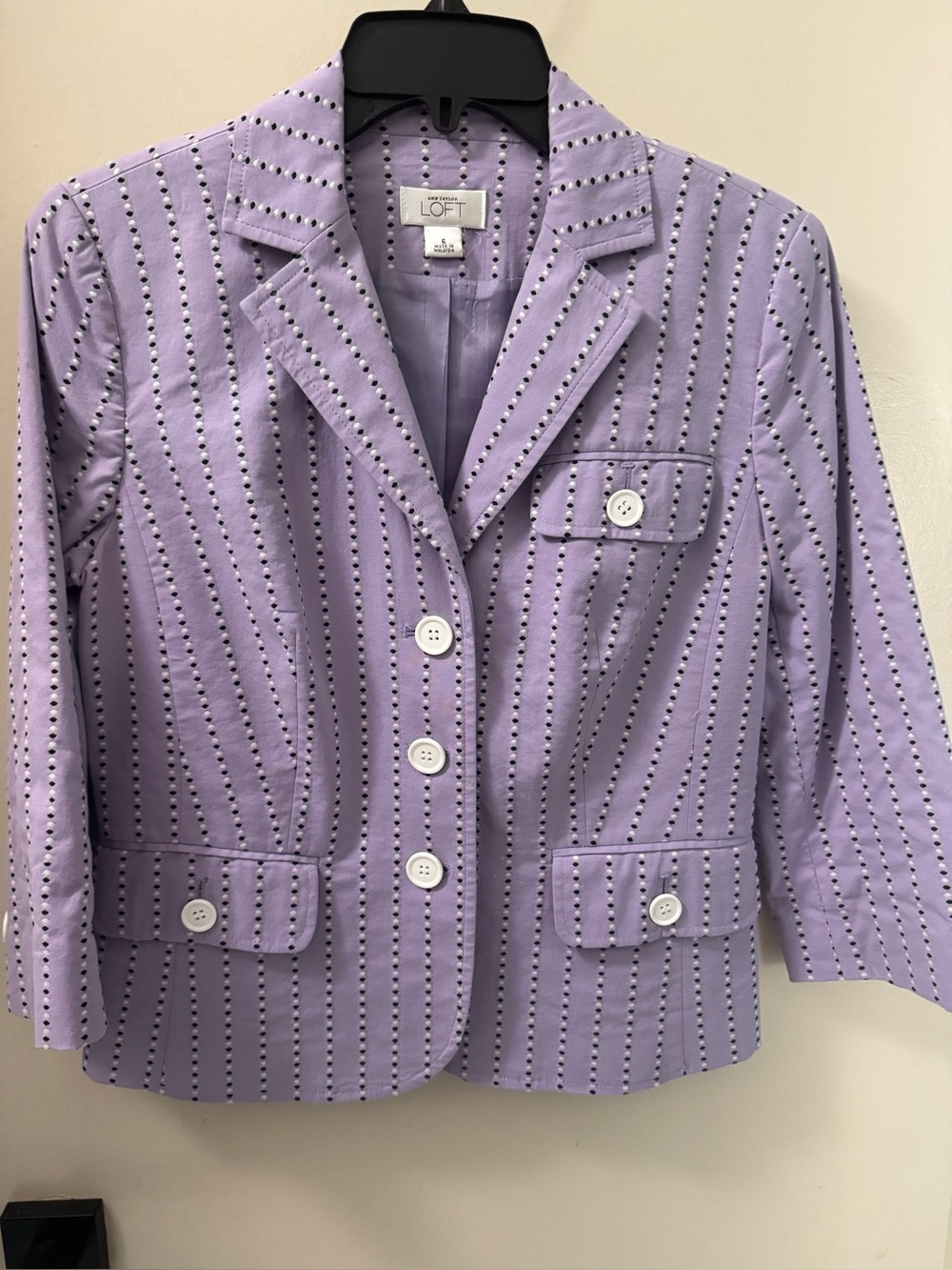 LOFT Lavender Quilted Blazer with Contrast Stitching